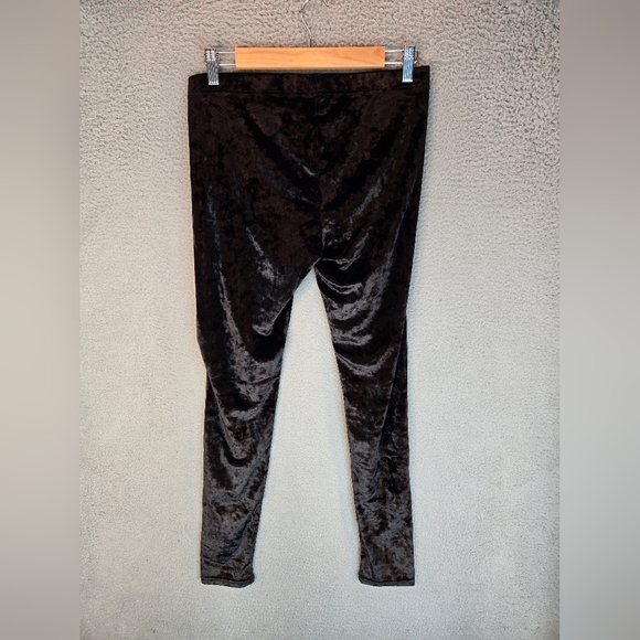 MeMoi Leggings Womens Sz M-L Black Crushed Velvet Stretch Comfort Dress it Up - Picture 6 of 9